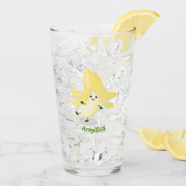 Cute kawaii banana cartoon glass (Back Ice)