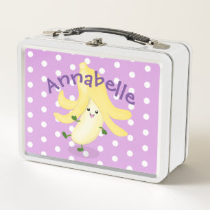 Cute kawaii banana cartoon illustration metal lunch box