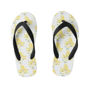 Cute kawaii banana cartoon kid's flip flops