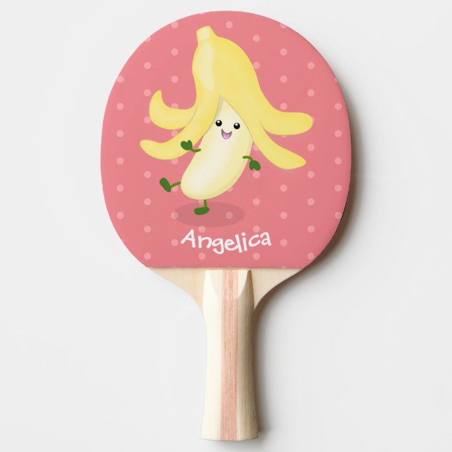 Cute kawaii banana cartoon ping pong paddle (Front)