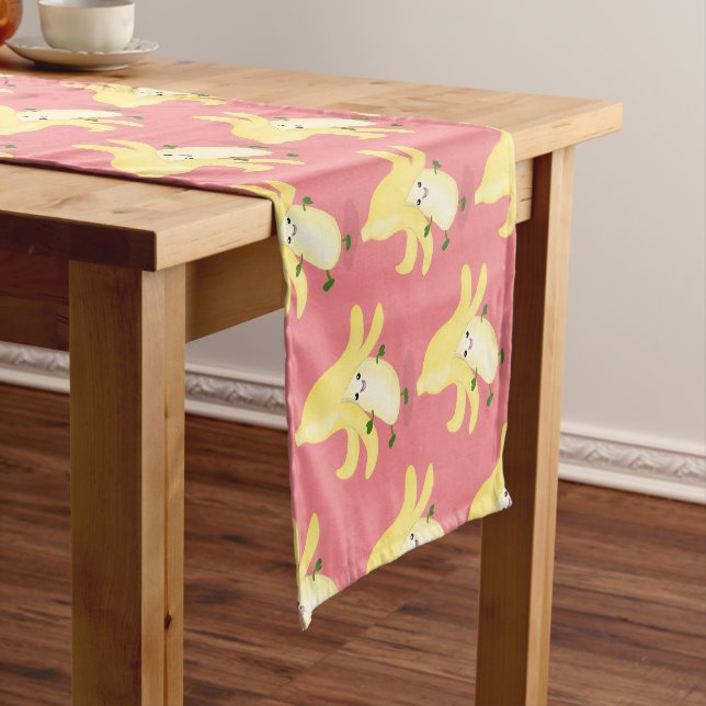 Cute kawaii banana cartoon short table runner (In Situ)