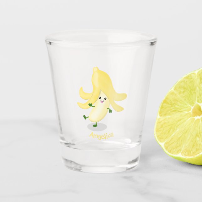 Cute kawaii banana cartoon shot glass (Front)