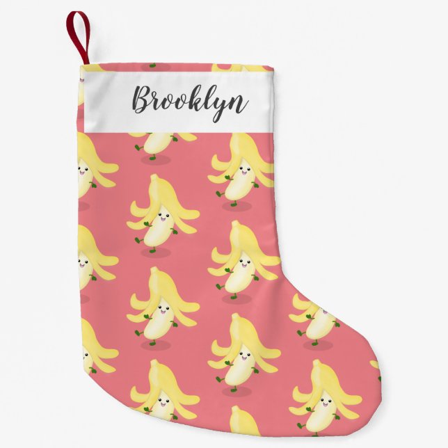 Cute kawaii banana cartoon small christmas stocking (Front)