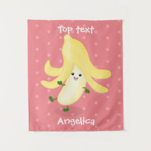 Cute kawaii banana cartoon  tapestry