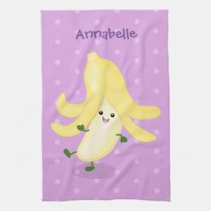 Cute kawaii banana cartoon tea towel