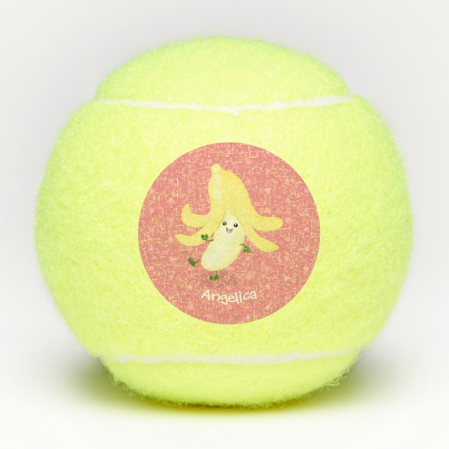 Cute kawaii banana cartoon tennis balls (Front)