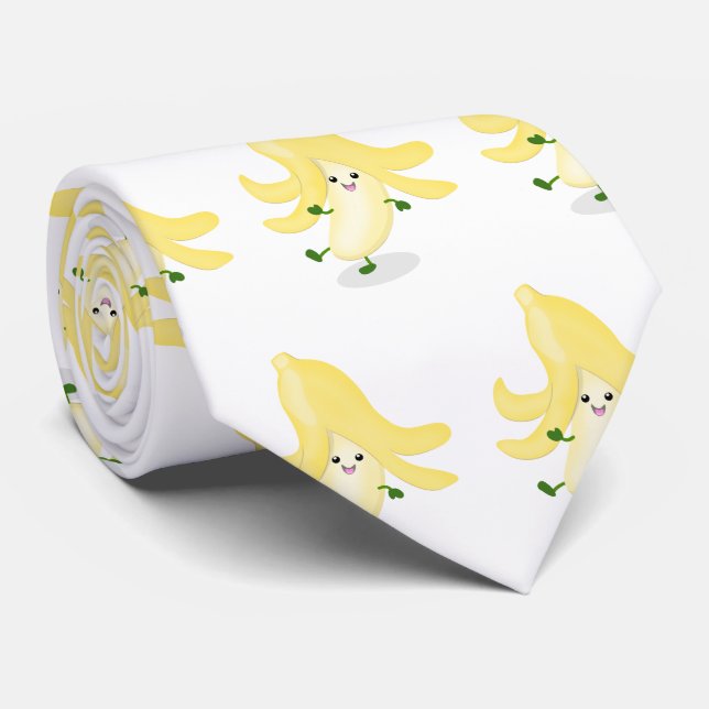 Cute kawaii banana cartoon tie (Rolled)