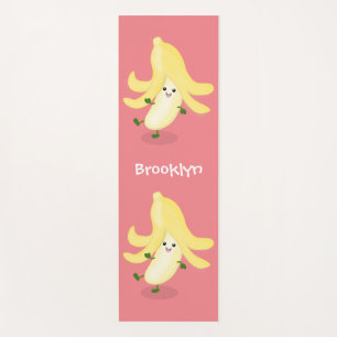 Cute kawaii banana cartoon yoga mat