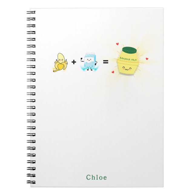 Cute Kawaii Banana Milk Personalised Notebook (Front)