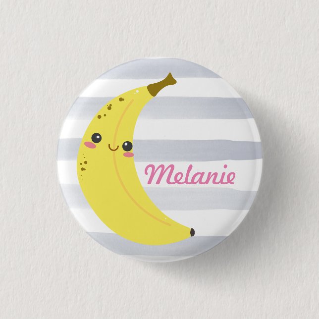Cute Kawaii Banana Personalised 3 Cm Round Badge (Front)