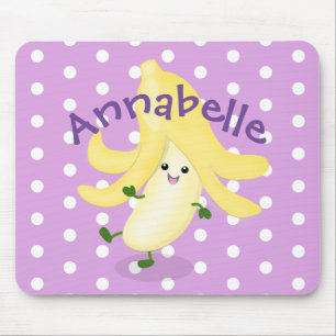 Cute kawaii banana purple cartoon illustration mouse mat