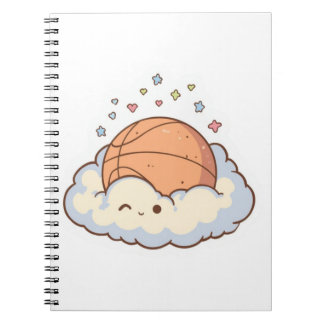Cute Kawaii Basketball on Cloud Aesthetic Sticker Notebook