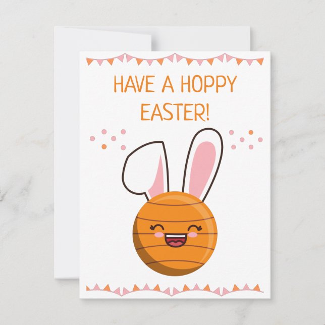 Cute Kawaii Basketball Rabbit Bunny Happy Easter Holiday Card (Front)