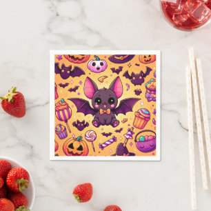 Cute kawaii bat candy halloween napkin