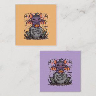 Cute Kawaii Bat Halloween Square Business Card