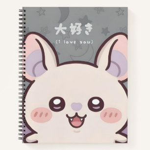 Cute Kawaii Bat Notebook - "Daisuki" (I Love You) 