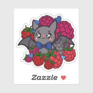 Cute Kawaii Bat with Red Raspberries - Adorable Fr
