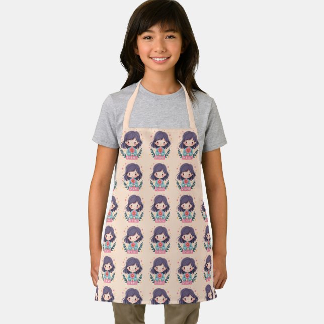 Cute Kawaii "Be Kind" Illustration Apron (Insitu)