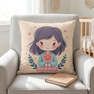 Cute Kawaii "Be Kind" Illustration Cushion