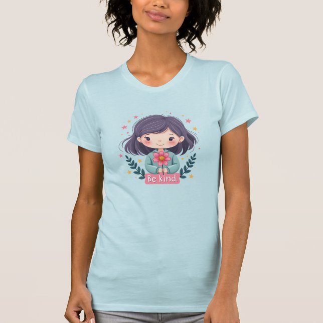 Cute Kawaii "Be Kind" Illustration T-Shirt (Front)