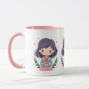 Cute Kawaii "Be Kind" Illustration – Wholesome Art Mug