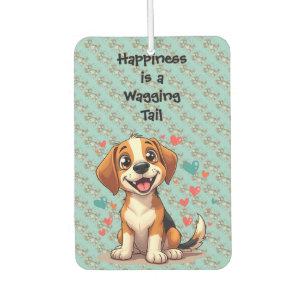 Cute Kawaii Beagle with Hearts Playful Dog Car Air Freshener
