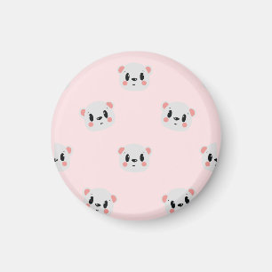 Cute Kawaii Bear Face Pattern on Pastel Pink Magnet