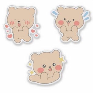 Cute Kawaii Bear Sticker Adorable Blushing Bear