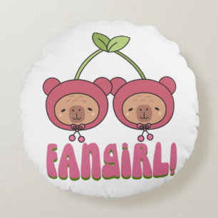 Cute Kawaii Bears Cherry Costume Fangirl Round Cushion