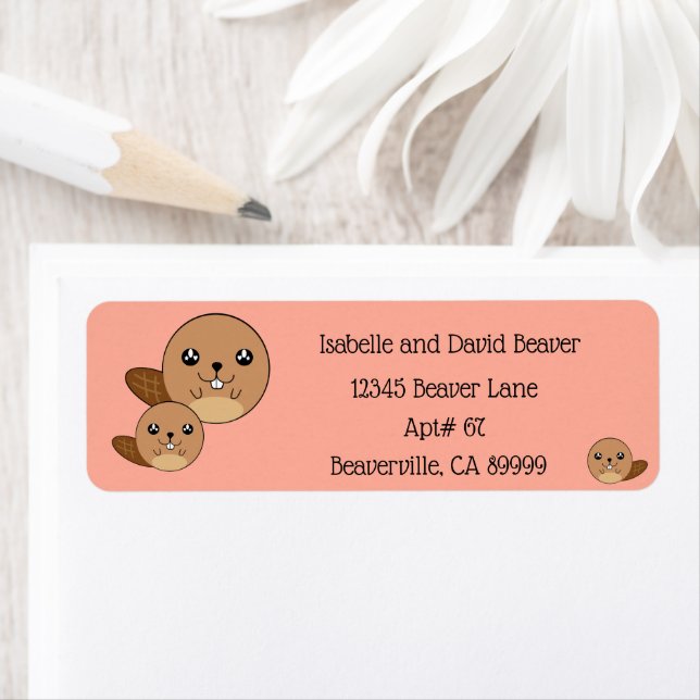 Cute Kawaii Beaver Animal Return Address Label (Insitu)