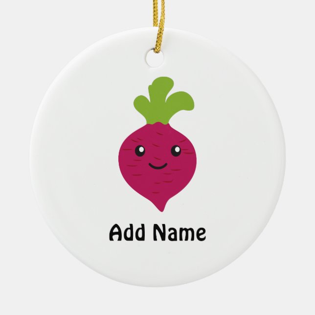 Cute Kawaii Beet Ceramic Tree Decoration (Front)