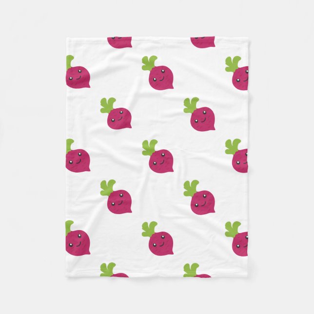 Cute Kawaii Beet Fleece Blanket (Front)