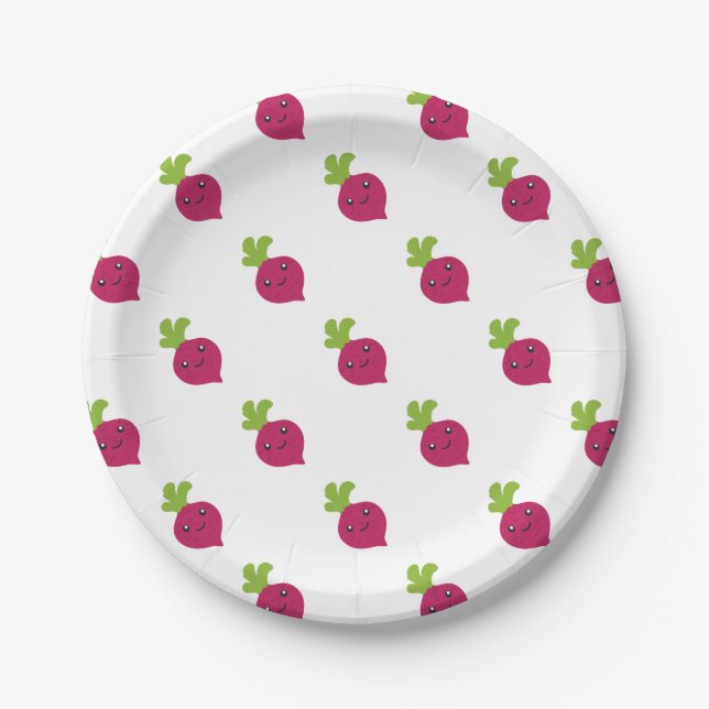 Cute Kawaii Beet Paper Plate (Front)