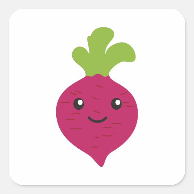 Cute Kawaii Beet Square Sticker (Front)