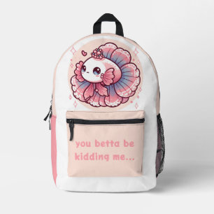 Cute Kawaii Betta Fish - Pink Printed Backpack