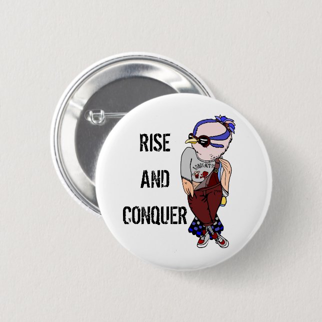 Cute Kawaii Bird Rise Up Inspirational Quote 6 Cm Round Badge (Front & Back)