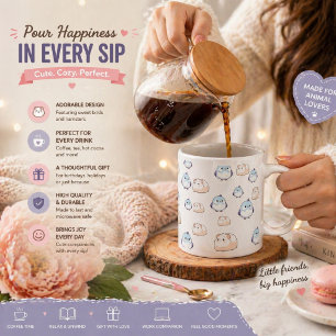 Cute Kawaii Birds and Guinea Pigs.Kawaii vibes for Large Coffee Mug