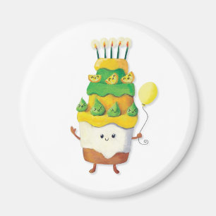 Cute Kawaii Birthday Cake Magnet