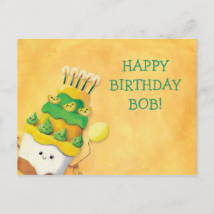 Cute Kawaii Birthday Cake Postcard
