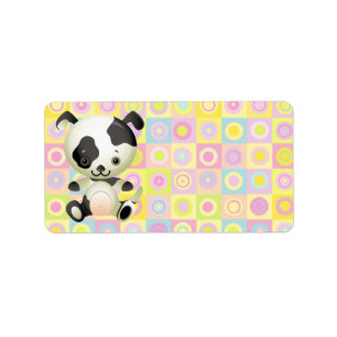 Cute Kawaii Black and white Puppy Dog Label