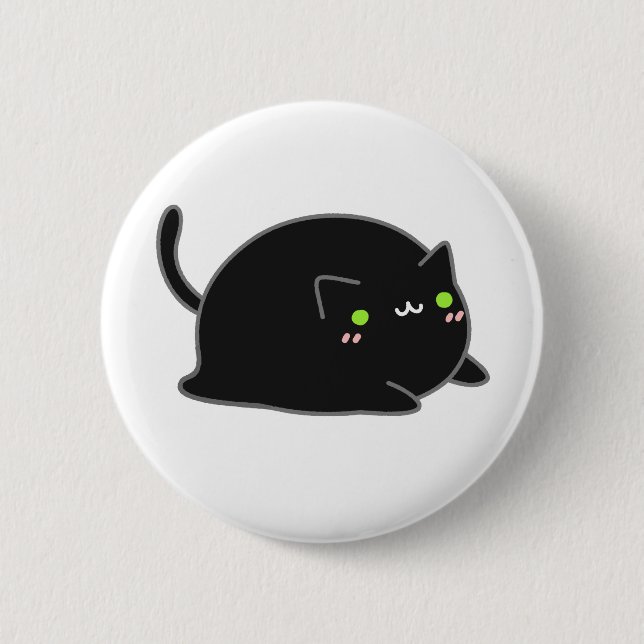 Cute Kawaii Black Cat 6 Cm Round Badge (Front)