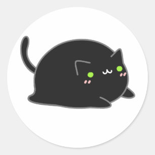 Cute Kawaii Black Cat Classic Round Sticker