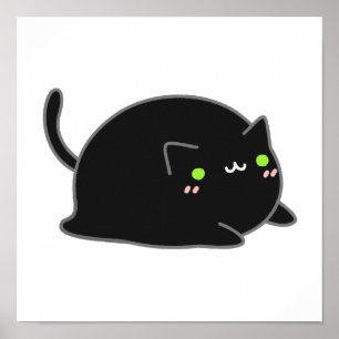 Cute Kawaii Black Cat Poster