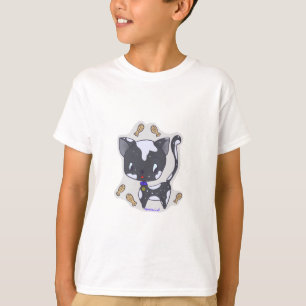 Cute Kawaii Black Cat with fish Boy's T-shirt