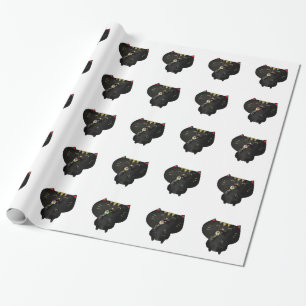 Cute Kawaii Black Sushi Cat Wrapping Paper