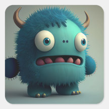 Cute Kawaii Blue 3D Monster
