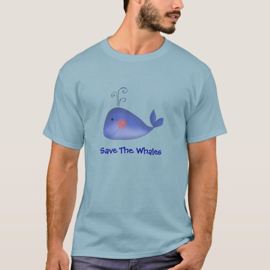 Cute Kawaii Blue Whale Cartoon Save The Whales Art T-Shirt