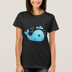 Cute Kawaii Blue Whale Cartoon T-Shirt