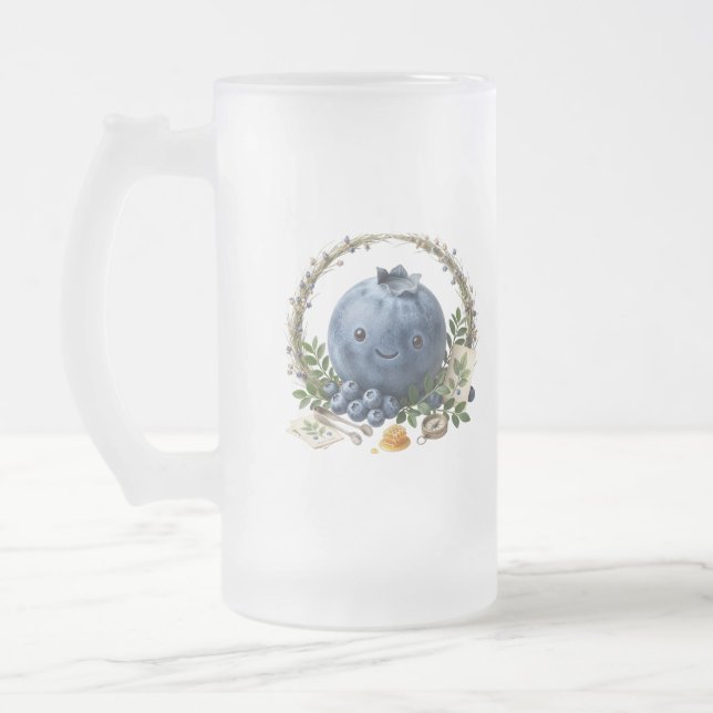 Cute Kawaii Blueberry Fruit Coffee Mug (Left)