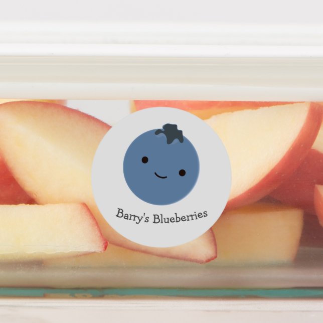 Cute Kawaii Blueberry Label with Customisable Name (Affixed)